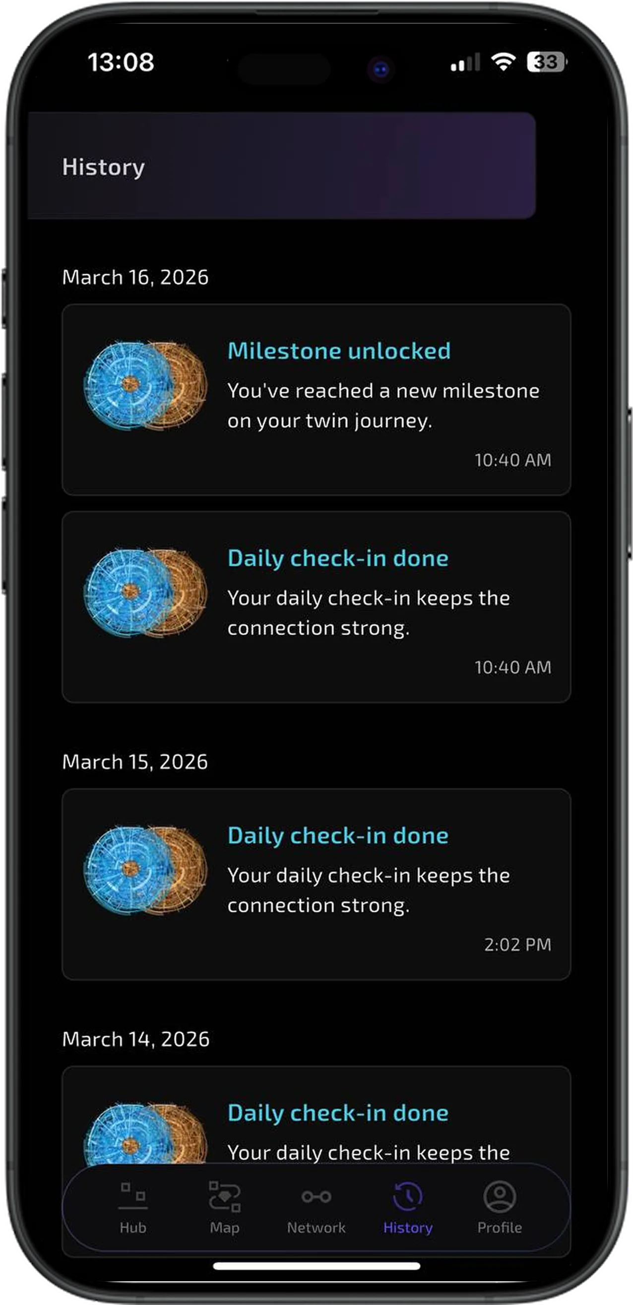 Twimi app — personal profile and twin settings
